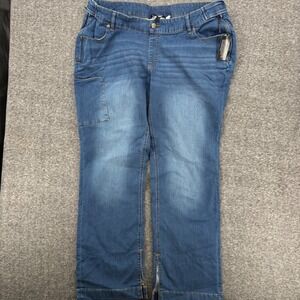 Denim & Co Adaptive‎ Womens 24W Straight Leg Jeans Side Zip Blue Medium Wash New